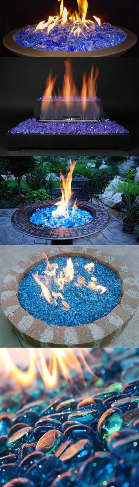 Transform your tired fire pit with some vivid fire glass! Via Interior Fans